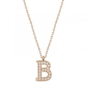 Kadın Gümüş Rose B Harfi Kadın Kolye