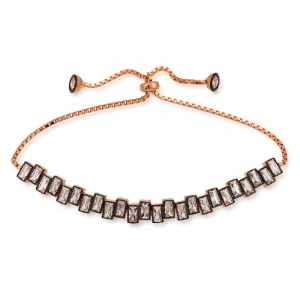 Kadın Gümüş Rose Baget Taşlı Asansör Bileklik