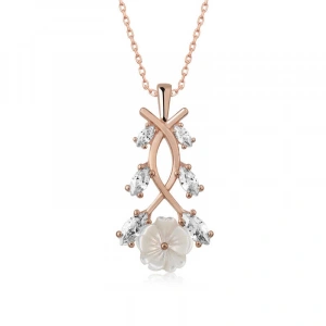 Kadın Gümüş Rose Bahar Çiçeği Kolye