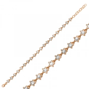 Kadın ​Gümüş Rose Beyaz Yıldız Bayan Bileklik