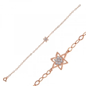 Kadın Gümüş Rose Çiçek Kadın Bileklik