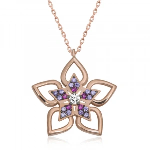 Kadın ​Gümüş Rose Çiçek Kadın Kolye