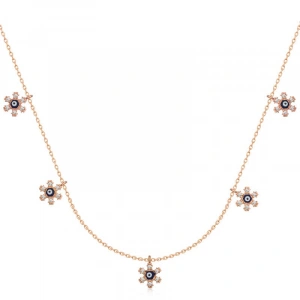 Kadın Gümüş Rose Çiçek Nazarlı Şans Kadın Kolye