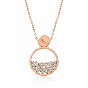 Kadın Gümüş Rose Çiğ Damlası Bayan Kolye