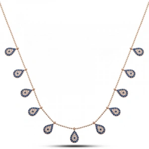 Kadın Gümüş Rose Damla Nazarlı Şans Kadın Kolye