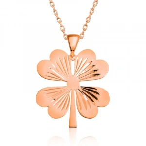 Kadın Gümüş Rose Dört Yaprak Rose Yonca Bayan Kolye