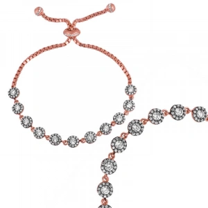 Kadın Gümüş Rose Elmas Montür Bayan Asansörlü Bileklik