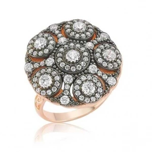 Kadın Gümüş Rose Elmas Montür Bayan Yüzük