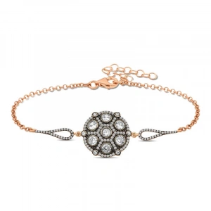Kadın Gümüş Rose Elmas Montür Bileklik