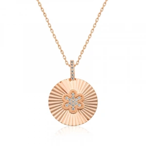 Kadın Gümüş Rose Fırfırlı Çiçek Bayan Kolye