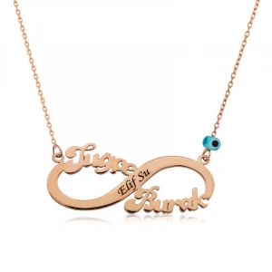 Kadın Gümüş Rose İsimli Sonsuzluk Kolye