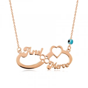 Kadın Gümüş Rose İsimli Sonsuzluk Kolye