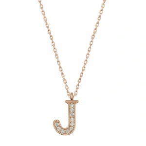 Kadın Gümüş Rose J Harfi Kadın Kolye