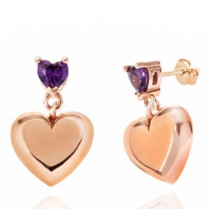 Kadın Gümüş Rose Kalp Çivili Kadın Küpe