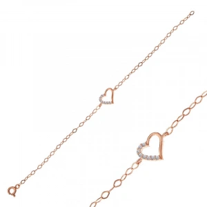 Kadın Gümüş Rose Kalp Kadın Bileklik