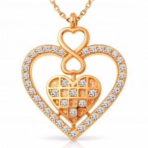 Kadın Gümüş Rose Kalp Sonsuzluk Kadın Kolye