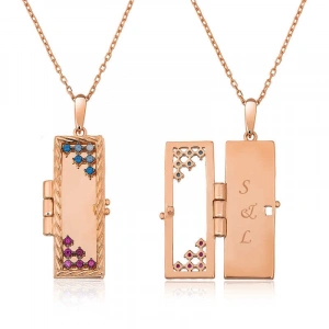 Kadın ​Gümüş Rose Kapaklı Kişiye Özel Kolye