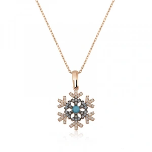 Kadın Gümüş Rose Kar Tanesi Bayan Kolye