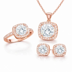 Kadın Gümüş Rose Kare Montür Kadın Set