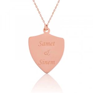 Kadın Gümüş Rose Kişiye Özel İsimli Zırh Plaka Kolye