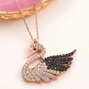 Kadın Gümüş Rose Kuğu Kadın Kolye