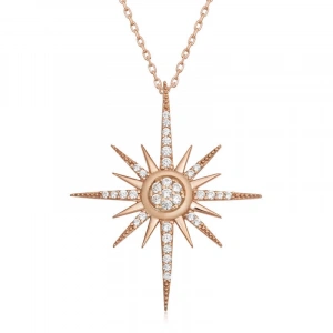 Kadın Gümüş Rose Kutup Yıldızı Kadın Kolye