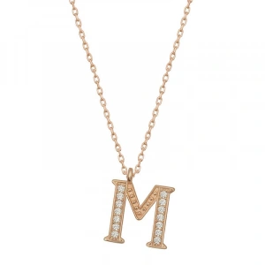 Kadın Gümüş Rose M Harfi Kadın Kolye