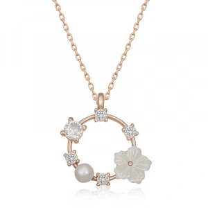 Kadın Gümüş Rose Manolya Çiçeği Kadın Kolye