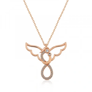 Kadın Gümüş Rose Melek Anne Ve Çocuk Bayan Kolye