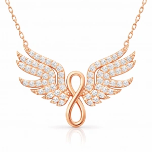 Kadın Gümüş Rose Melek Kanadı Sonsuzluk Kadın Kolye