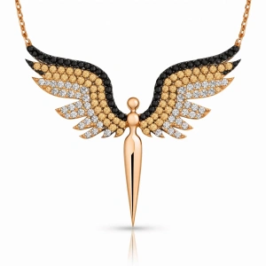 Kadın ​Gümüş Rose Mikail Meleği Bayan Kolye