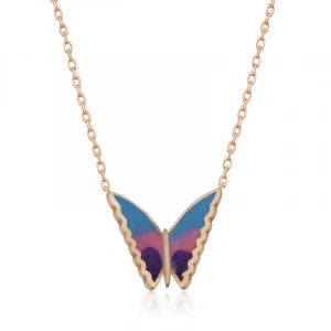 Kadın Gümüş Rose Minimal Kelebek Bayan Kolye