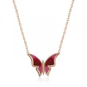 Kadın Gümüş Rose Minimal Kelebek Bayan Kolye