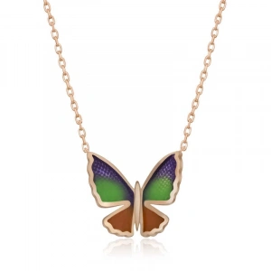 Kadın Gümüş Rose Minimal Kelebek Bayan Kolye