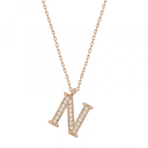 Kadın Gümüş Rose N Harfi Kadın Kolye