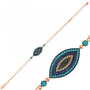 Kadın Gümüş Rose Nazar Bayan Bileklik