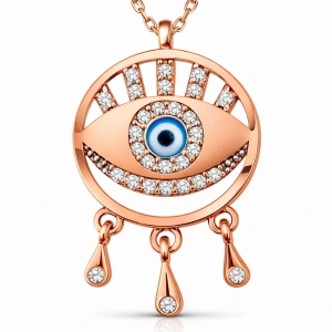 Kadın Gümüş Rose Nazarlı Göz Kadın Kolye