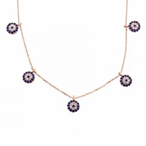 Kadın Gümüş Rose Nazarlı Şans Bayan Kolye