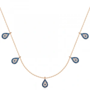 Kadın Gümüş Rose Nazarlı Şans Kadın Kolye