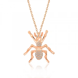 Kadın Gümüş Rose Örümcek Bayan Kolye
