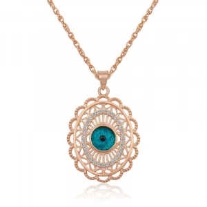 Kadın ​Gümüş Rose Oval Nazar Bayan Kolye