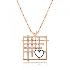 Kadın Gümüş Rose Parmaklıklar Arasındaki Aşk Kolye