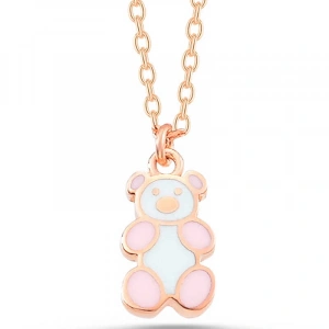 Kadın Gümüş Rose Renkli Ayıcık Kadın Kolye