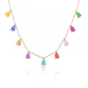 Kadın Gümüş Rose Renkli Kadın Şans Kolyesi