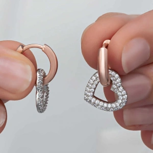 Kadın ​Gümüş Rose Sallantılı Kalp Kadın Küpe