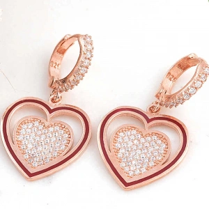 Kadın ​Gümüş Rose Sallantılı Kalp Kadın Küpe