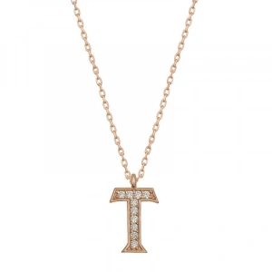 Kadın Gümüş Rose T Harfi Kadın Kolye