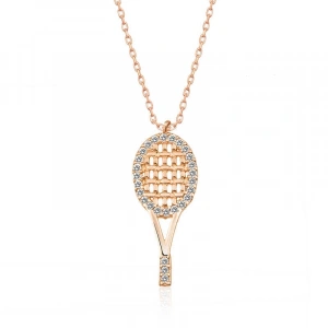 Kadın Gümüş Rose Tenis Raketi Bayan Kolye