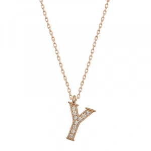 Kadın Gümüş Rose Y Harfi Kadın Kolye