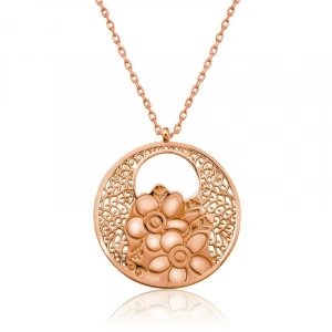 Kadın Gümüş Rose Yaşam Çiçeği Kolye